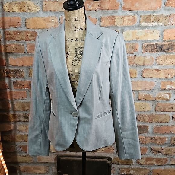 Lafayette 148 Pewter & baby blue pinstriped Blazer size 8 - Picture 1 of 10